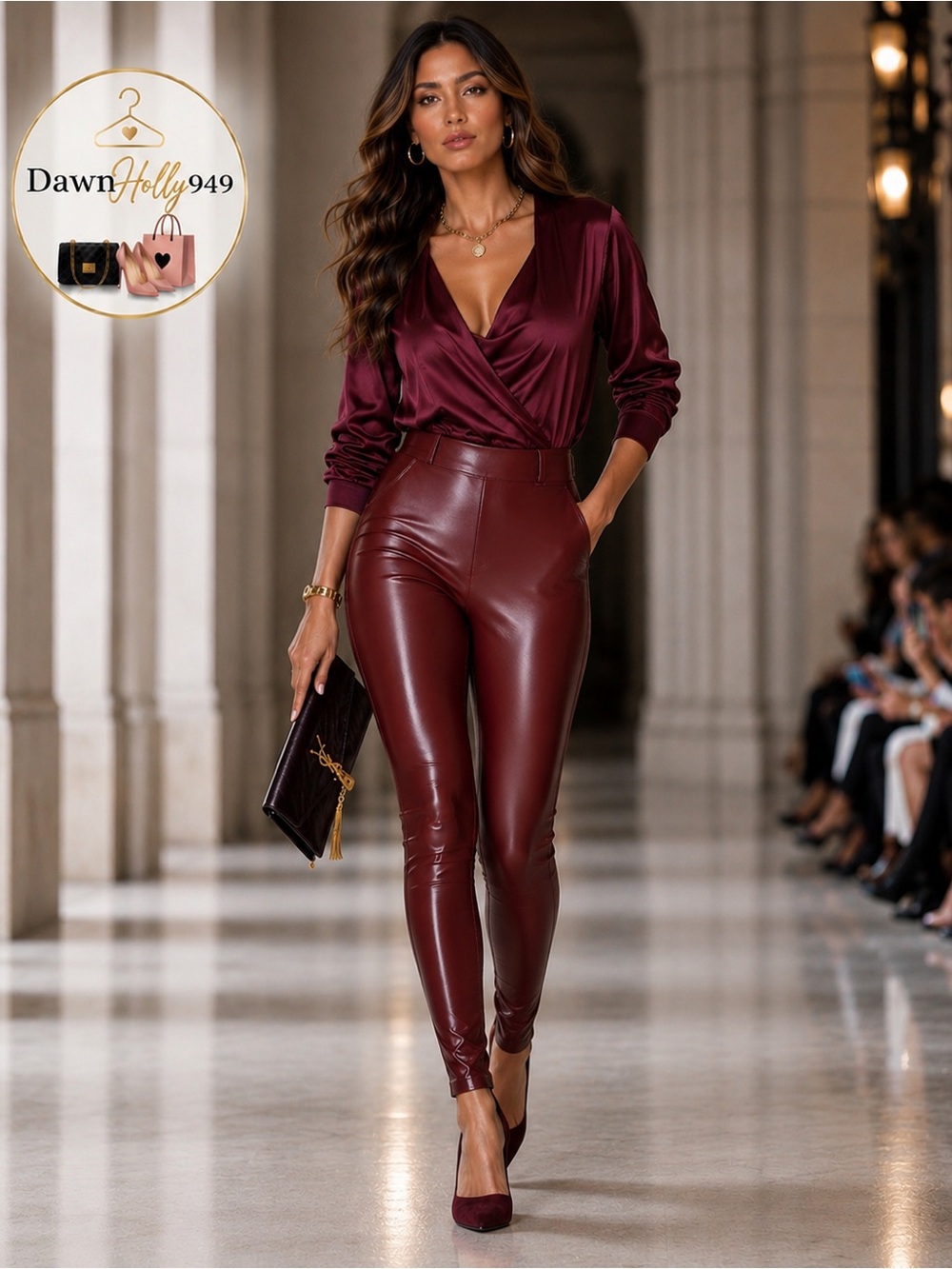 Lulu's Wine Faux Leather Skinny Leggings
